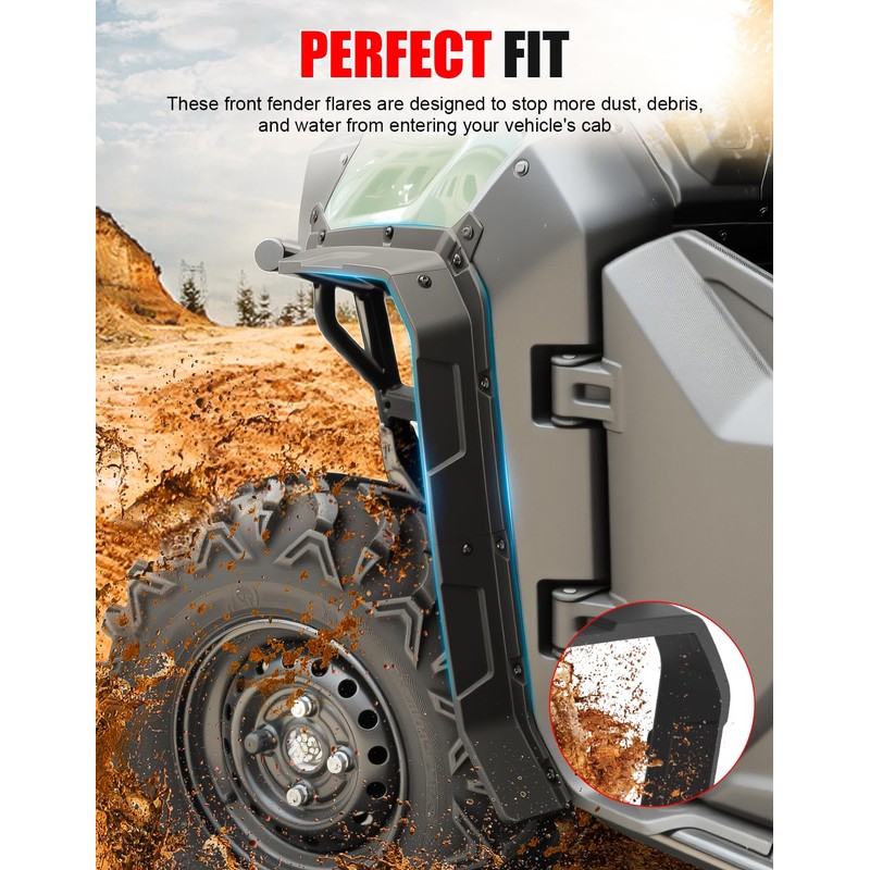 Front Fender Flares for Honda Pioneer 700-2 700-4 14-21, Combined