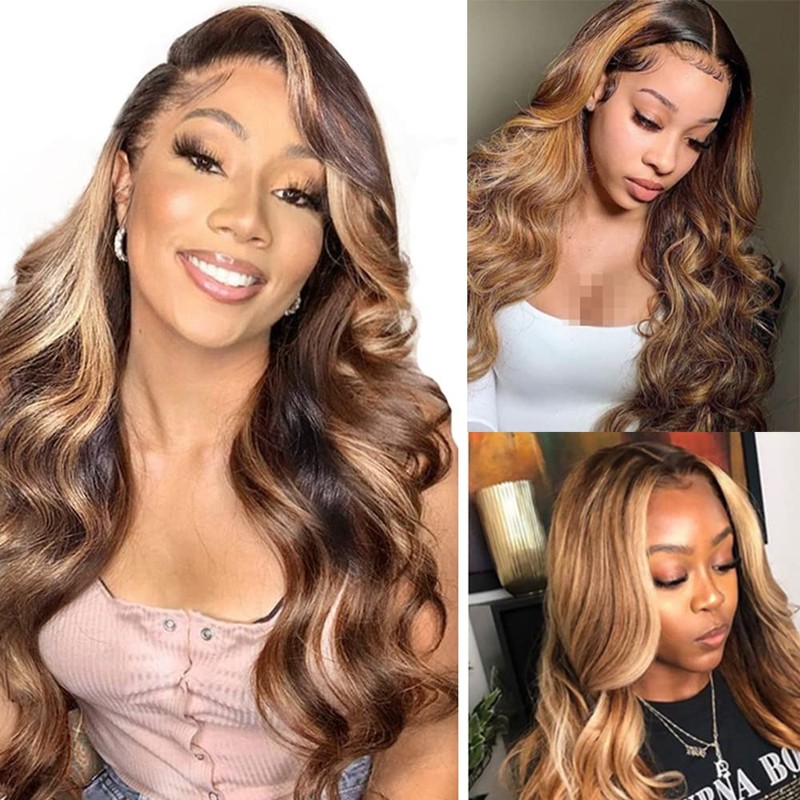 #P4/27 Highlight Honey Bundles Blonde Body Wave Bundles Doubel Weft