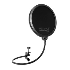 Blucoil Pop Filter Windscreen for Professional Handheld Microphones - Double Layer Screen with Flexible Gooseneck Clip and Swivel Mount for Podcasts, Livestreams, Studio Recording, and Broadcast
