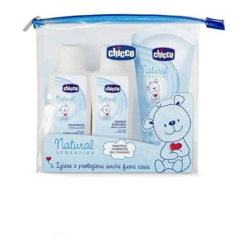 Kit De Viaje Natural Sensation Azul , Champú +aceite +gel