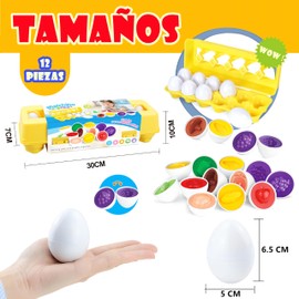 Huevos a Juego 12 Piezas, Juguete Didáctico de Color y Forma Clasificación, Rompecabezas de Huevos a Juego, Juguetes de Huevo de Pascua, Juguetes Educativos Montessori Para Chicos a Partir 4 Años