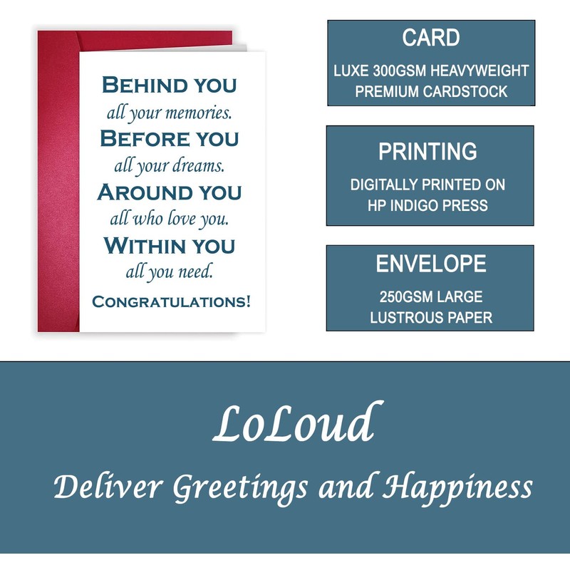 LoLoud Graduation Card, Inspirational Congratulation Card for High School College