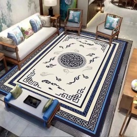 Persian Style Vintage Faux Cashmere Carpet Living Room Sofa Coffee Table Bedroom Floor Mats Home Decorationcolor: blue and white, size: 80X160CM (2.6X5.3FT