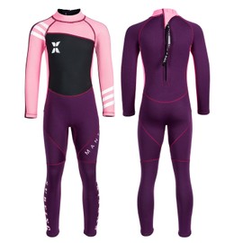 Kids Wetsuit Full Suits 2.5mm Neoprene Swimsuit UV Protection Keep Warm Long Sleeve Wetsuits for Swimming Diving Scuba S Size 18818PK-S