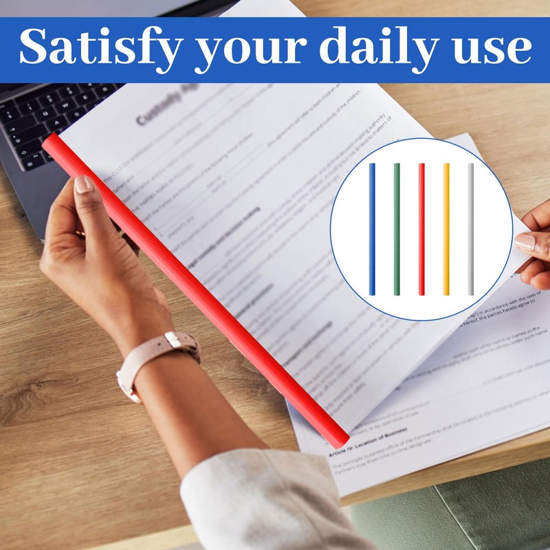 A4 Slide Binders,15PCS 5 Colors Binding Bars Slide Grip,Plastic Spine