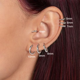 AoedeJ 925 Sterling Silver Hoop Earrings for Women Small Hoopsfor Second Hole Hoops Sterling Silver Huggie Earrings (10mm)