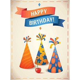 Zirni Happy Birthday with Party Hats Sticker Decal Design 4" X 5"
