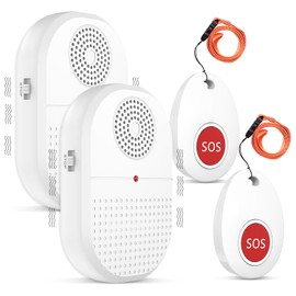 Daytech Wireless Caregiver Pager Vibration Alert System, SOS Emergency Call Button Alarm for Elderly Seniors Personal Nurse, 500ft Operating Range, 2 Portable Receivers + 2 Panic Buttons