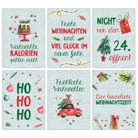 Set of 12 German-language Christmas cards, lovingly designed postcards for Christmas, greeting cards set, Christmas postcard set