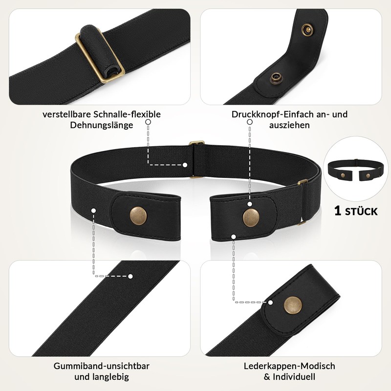 SANSTHS Belt without Buckle Women Men Elastic Stretch Adjustable Invisible