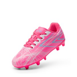DREAM PAIRS Boys Girls Soccer Cleats Kids Youth Firm Ground Football Shoes for Little/Big Kid,Size 2 Little Kid,Hot Pink,KKUMSO2509