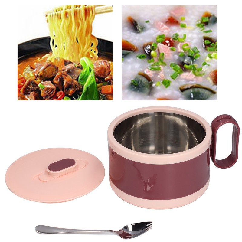 Stainless Steel Ramen Bowl Double Insulation Instant Noodle Bowl with