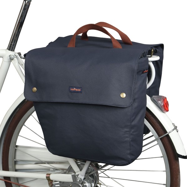 TOURBON Waterproof Canvas Bike Pannier Bag Folding Bicycle Rear Seat Trunk Bag (Roll-up, Double)
