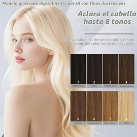 JUANCHI Kit De Decoloracin Suave En Crema, Sin Amonaco, Con Revelador, Aclara Hasta 8 Tonos, Kit De Aclarado Sin Goteo Para Uso Domstico.             