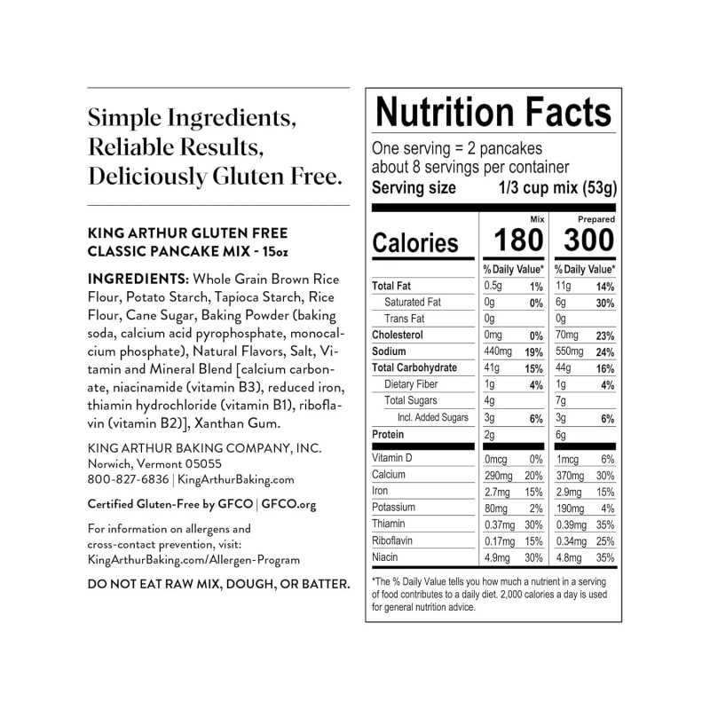 King Arthur Gluten-Free Pancake Mix Non-GMO Project Verified Kosher 15