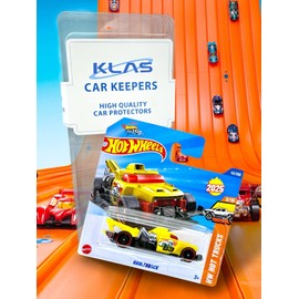 Hot Wheels Haulerback (Yellow, Black & Red Let's Race) 3/10 HW Hot Trucks - 2025-42/250 (Short Card) - includes a KLAS Car Keeper Protector Case - HYW17