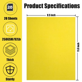 Hysiwen 20 Sheets Golden Yellow Cardstock 8.5 x 11 Inches, 250gsm/92 lb Thick Craft Paper for Making Cards, Invitations, Paper Crafts or Drawing