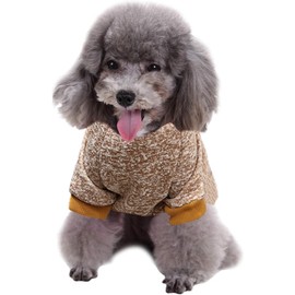 Jecikelon Dog Clothes Dogs Sweater Soft Puppies Clothing Winter Puppy Sweaters Warm Outfit for Dogs Small XXS XS Cat Apparel (Khaki, XS)