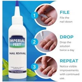 Imperial Feet Nail Revival - Damaged Nail Care - Extra Strength Nail Care for Discolored & Brittle Toenails - Nail Strengthener - XL Dose 75ML
