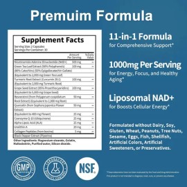 Nad Resveratrol Coq10acido Alfa Lipoicourolitina 60 Caps                                                                                              