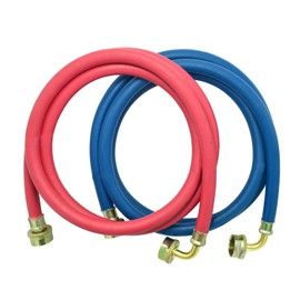 Washing Machine Hose Rubber with 90 Degree Elbow, 6 FT Burst Proof Red and Blue Color Coded Water Connection Inlet Supply Lines,2 Pack