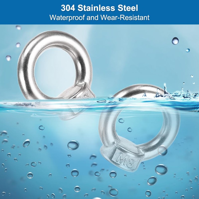 5 Stück 304 Augenmutter M8,Augenmutter 304 Edelstahl,Ösenmutter Ringmuttern,Hardware Ringösen,Ringmutter Zubehör,Ringschrauben