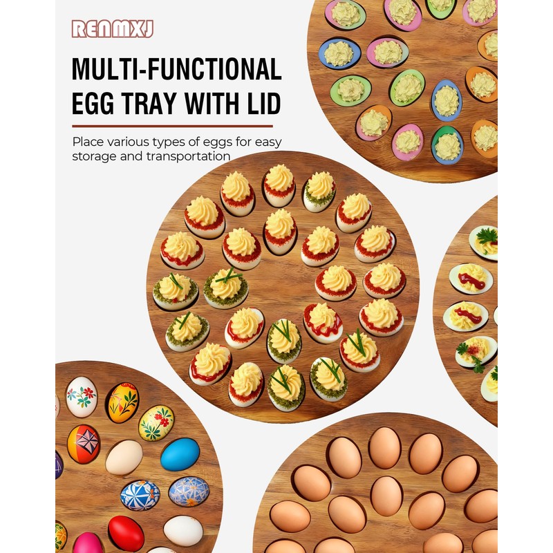 Renmxj Deviled Egg Containers with Lid (24 Eggs), 2026 Upgraded