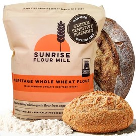 Sunrise Flour Mill Harina De Trigo Integral Orgánica Heritage - 2,2 Kg | Molida A Partir De Trigo Duro Rojo En 10 Días | Más Fácil De Digerir Y Con Menos Hinchazón | Sin Blanqueamiento | Harina Integr