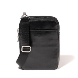 Baggallini Modern Take Two RFID Crossbody, Black Gloss Ripstop