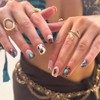 Uñas postizas cuadradas cortas - Uñas postizas con estampado de