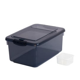 SankoPlastic 457851 Rice Case, 11.2 lbs (5.0 kg), Navy Blue, Made in Japan, Lightweight Cup Included, One-touch Opening/Closing, Clear, Storage, Box, Stocker, Kitchen, Compact, Plastic, Simple