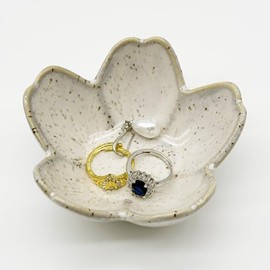 Soporte para Anillos, Bandeja de Joyería de Cerámica, Soporte para Baratija para Mesa de Noche de Baño, Tazón Decorativo Pequeño (Gris)