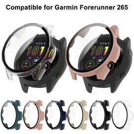 HXFRTYU - Juego de 8 fundas para Garmin Forerunner 265 de 46 mm, protector de visualización de policarbonato duro, protector general, accesorios para mujeres y hombres