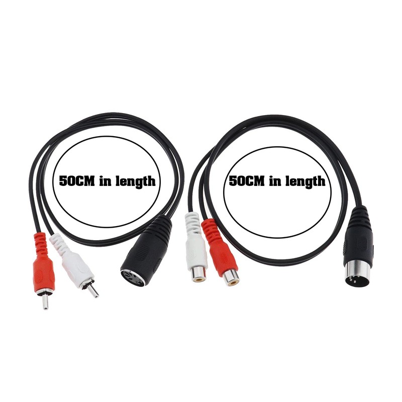 VGOL 2Pcs DIN 5 Pin to 2 RCA Cable Replacement