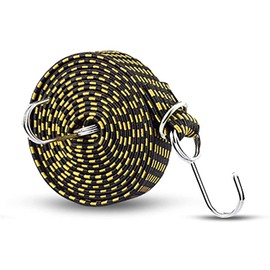 BUYIJIUGE Cargo Elastic Cord for Cargo Freely Stretchable Luggage Tie Elastic Rope Adjustable Length with Metal Hook and Buckle to Prevent Loads Collapse for Motorcycles, Motorcycles, Trucks, Carry Carts, Luggage Securing (Yellow) (1 Piece Set, 9.8 ft (3