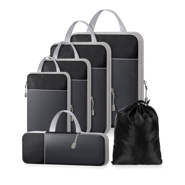 NMNGB 6-Piece Compression Packing Cubes for Suitcase Essential Bag with