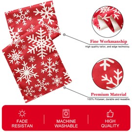 Sungeek Linen Christmas Table Runner, Merry Christmas Table Runner, Kitchen Dining Table Decoration for Indoor and Outdoor Holiday, Party, Living Room Decor, 30 x 180 cm (Snowflake)