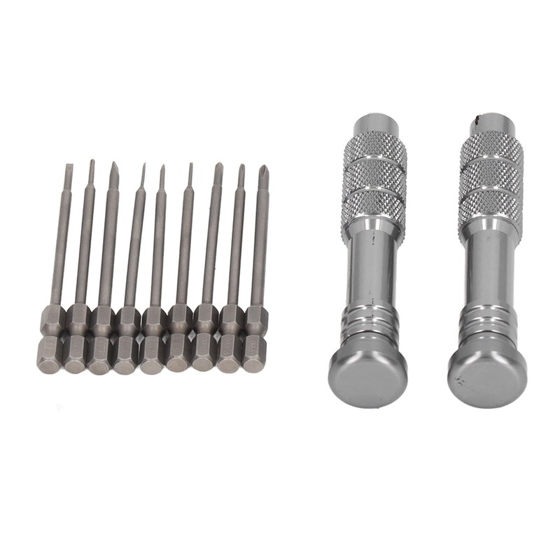 Steel Slotted Screwdriver Set with 9 Bits 2 Handles Hand