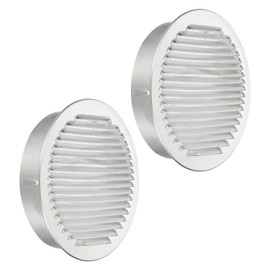 PATIKIL 8 Inch Aluminum Universal Louvered Vent Cover 2 Pcs Round Louver Grille Ducting Air Vent Cover Wire Screen Mesh Soffit Wall Outlet for Ceiling Floor HVAC Ventilation