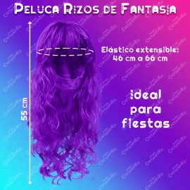 Peluca de Fantasía Rizos de Tamaño Largo para Eventos Bodas y Fiestas Pelo/Cabello Artificial Chino Estilo Hondulado de Color Morado Tipo Fantasía GRU
