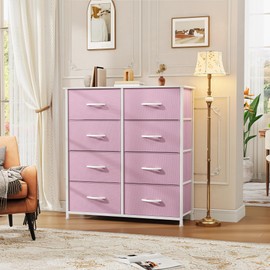 DWVO Fabric Dresser for Room, Tall Storage 8 Drawers, Black Dresser & Chest of Drawers, Storage Drawer Organizer for Closet, Living Room