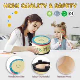 Floor Tom Drum 10 inch Gathering Club Carnival Colorful Percussion Instrument with 2 Mallets Music Drum for Child Special Christmas Birthday Gift(10 inch)