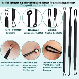 AIFKUGY Blackhead Remover Tool, 9 Pieces Pimple Extractor Tool, Blackhead Remover, Acne Tweezers, Stainless Steel Comedone Squeezer Set, Pimple Remover, Skin Care for Face, Nose, Black