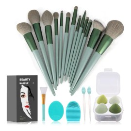 Set 22 brochas de maquillaje profesionales Patakkalepatakkale 22pz color verde                                                                        