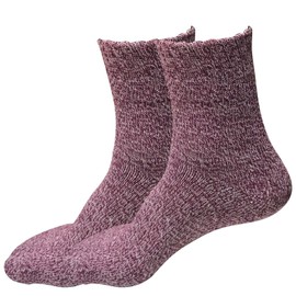 2 Pairs Women’s Winter Thermal Socks – Soft Wool Blend, Thick Knit Crew Socks Fits Shoe Size 5-10 (red)