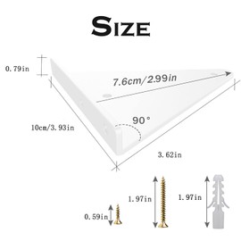 Halyuhn White Floating Shelf Bracket 8 Pcs for Floating Wood Shelves, 4 x 3 inches Shelf Brackets with 2 inches Anchor Screws, Floating Shelves Brackets Set for Wall Mounted, Floating Shelf Hardware