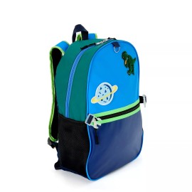Wonder Nation Dinosaur 3 Piece Backpack Set Headphones Lunch Box Blue Green 17" School Bag