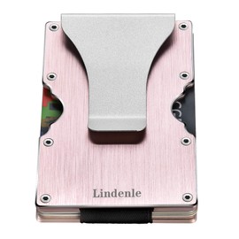 Lindenle Minimalist Wallet Small Card Holder Slim Front Pocket Wallet RFID Blocking Money Clip Women Men (z Brushed Rose Gold)