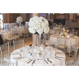 Sterling Mill Polyester Round Tablecloth – Christmas Elegant Table Cover for Weddings, Dinner, Parties, Birthday, Banquets and Events in White Black Silver Christmas Red (White, 48" Round)