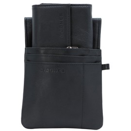 J.Jones - Real Leather Waiter's Wallet - Taxi Wallet Black - Women's Men's Wallet with Large Coin Compartment - 18 x 10.5 cm, Black - Set of 2, Classic